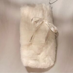 Elegant Cream Faux Fur Gift Bag Wine Bag 12”H x 7”W